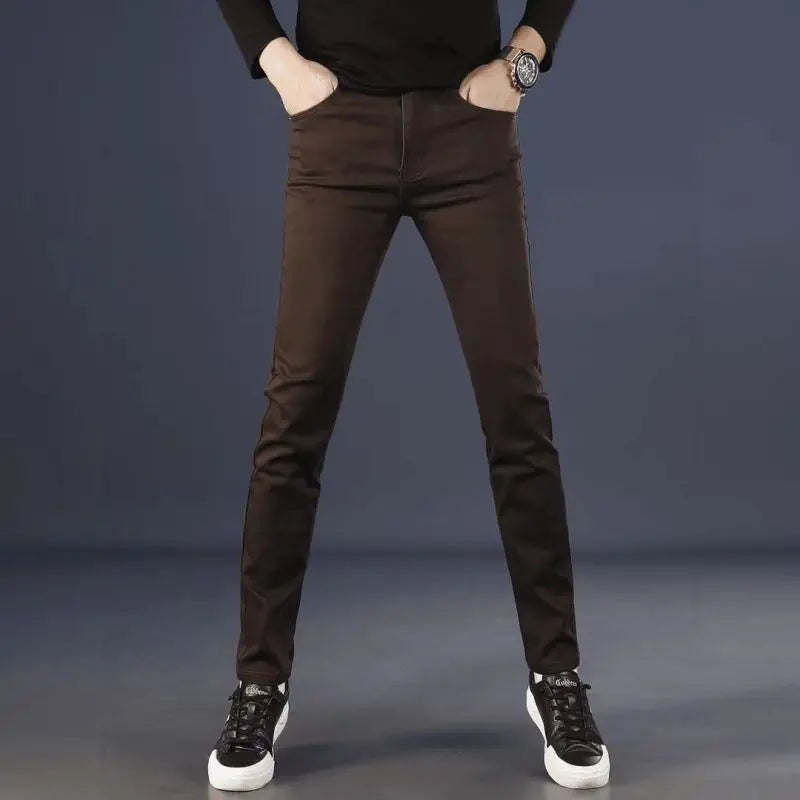 Brands Original 2026 Luxury Brands Clothing Fashion Casual Jeans Slim-fitting Pants Handsome Korean Casual Coffee Men's Pants