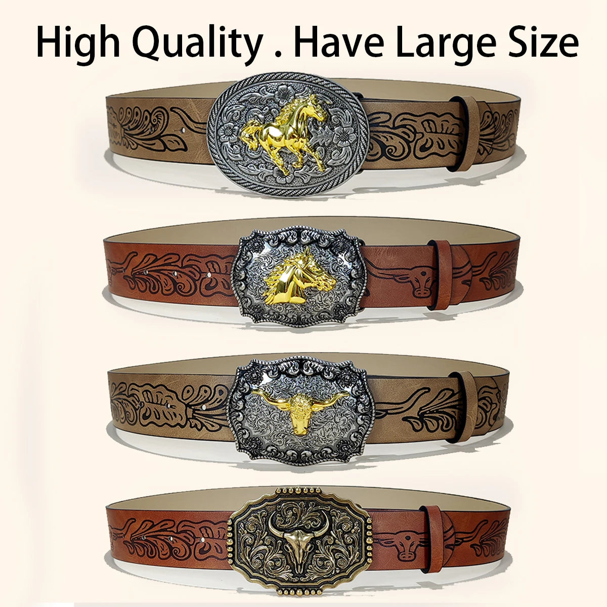 Western Cowboy PU Leather Belt For Men and Women Bull Decoration Waist Strap Punk Accessories Luxury Designer Jeans Belt