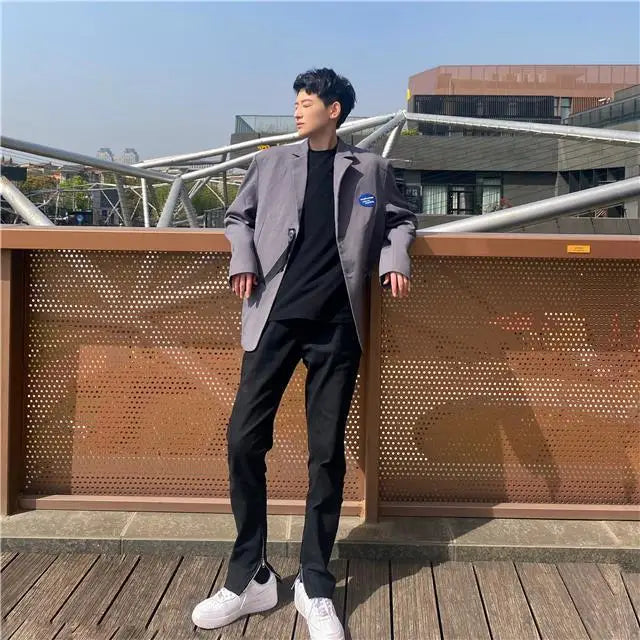 Autumn and winter 2026 high street washed slim-fit foot zipper leg split fork solid mopping menswear clothing jeans luxury men