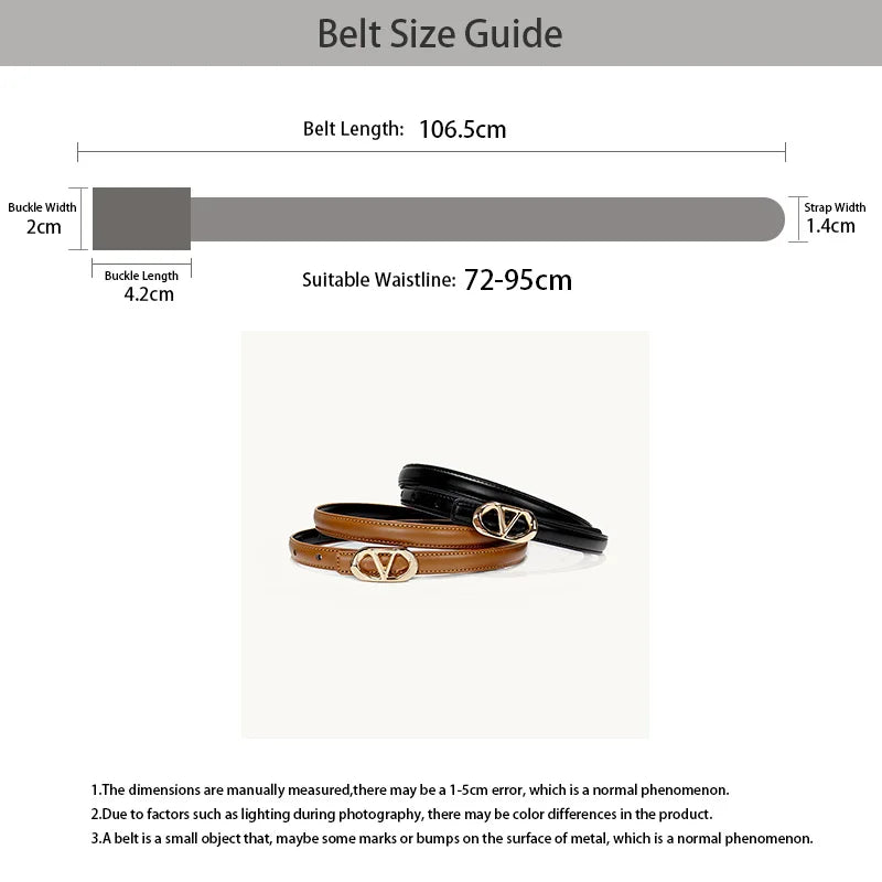 New fashion Letter V casual women's leather belt business style high-end Luxury Designer Dress Jeans Belt Elegant Thin Corset