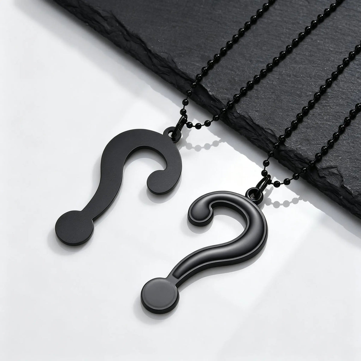 Black Question Mark Pendant Necklace for Men,Punk Gothic Y2K Chain Streetwear Statement Jewelry Gift for Him
