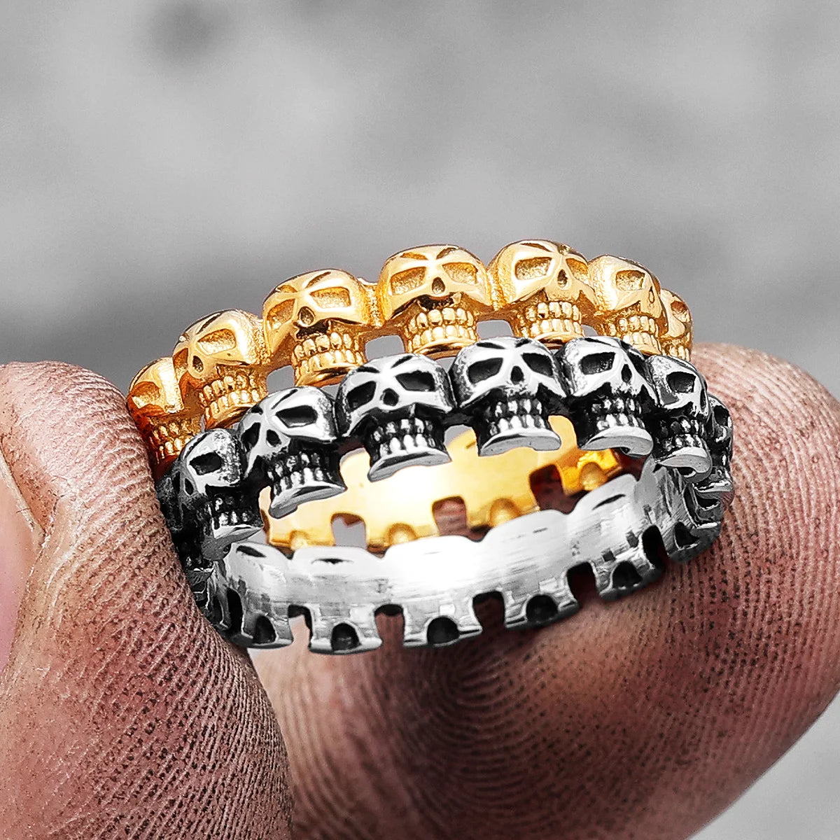 PENDRA Skull Biker Steel Ring