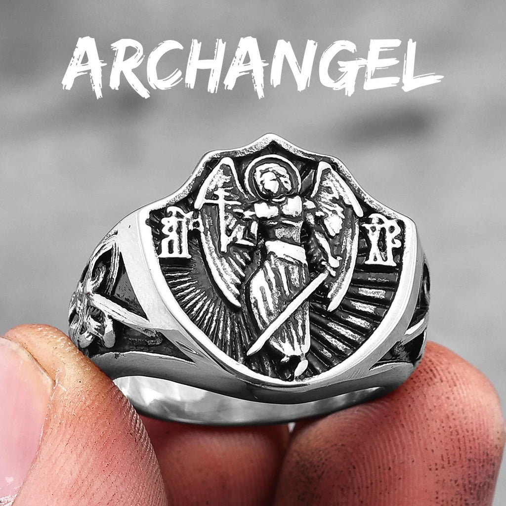 PENDRA Archangel St Michael Steel Ring