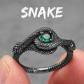 PENDRA Snake Gemstone Viper Steel Ring