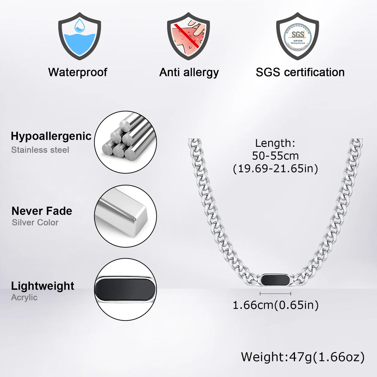 Mens Choker Necklace,Stainless Steel Cuban Link Chain Collar,Trendy Casual Hip Hop Jewelry Gifts for Boys