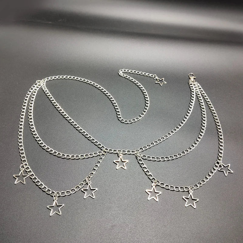 Vintage-Inspired Multi-Layer Metal Waist Chain With Hollow Cross Pendant - Sexy Body Accessory For Women Necklaces For Women