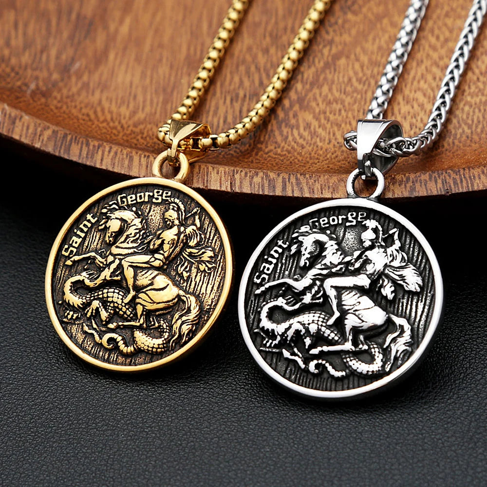 PENDRA Dragonslayer Saint George Pendant Necklace