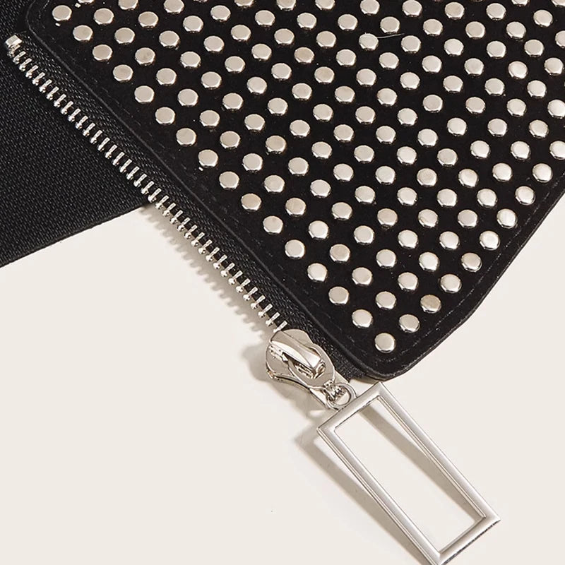 Plus Size Wide Punk Rivet Black Corset Belt Female Western Y2k Dress Designer Belts for Women High Quality Girdle Waistband