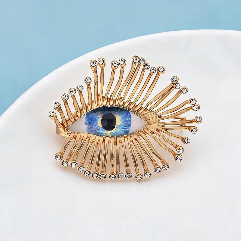 Wuli&baby Big Eye Brooches For Women Unisex Designer Rhinestone Charming Eye-lash And Eyes Banquet Office Brooch Pins Gifts