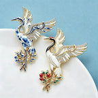 PENDRA Serene Crane Rhinestone Bird Brooch