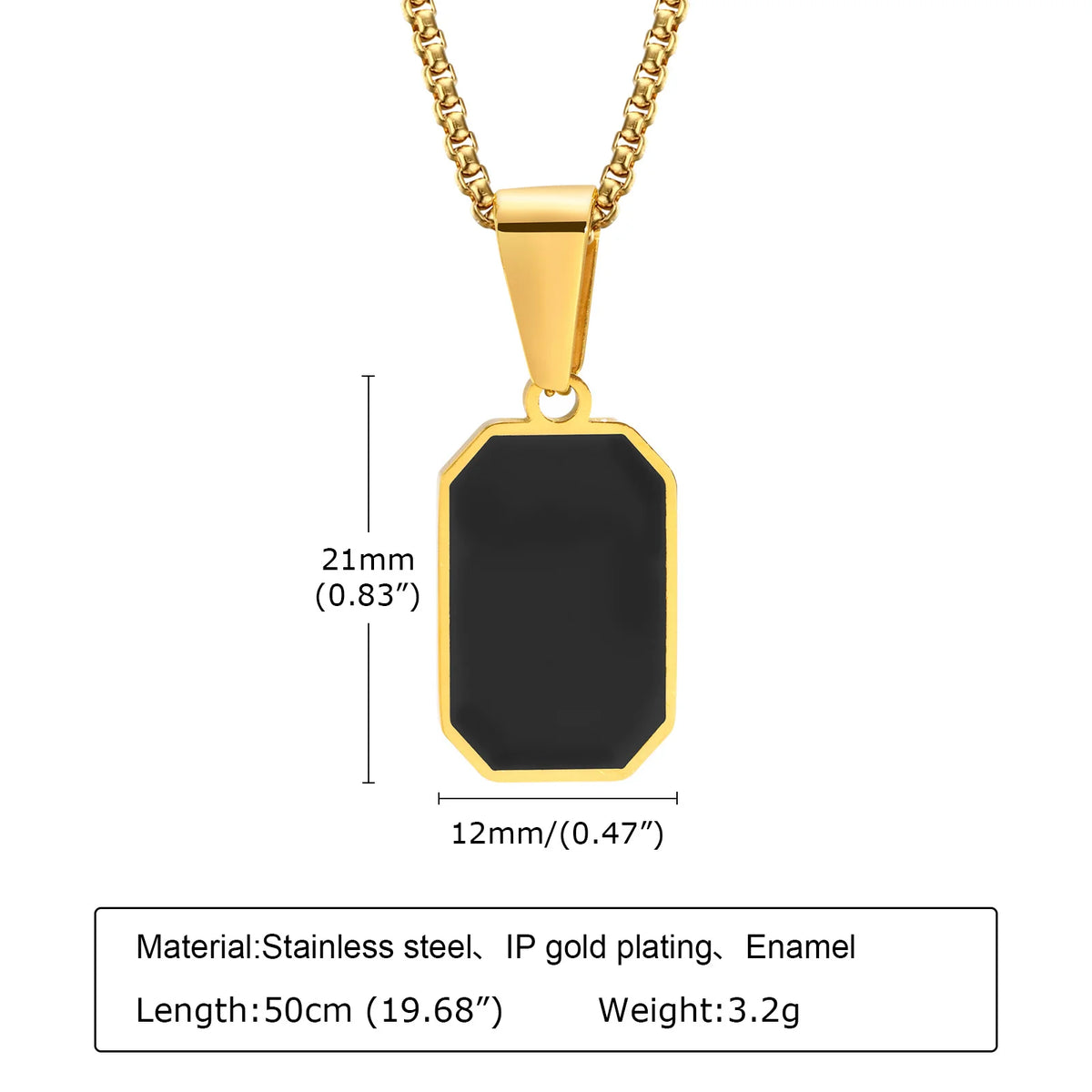 PENDRA Square Enamel Rectangle Pendant Necklace