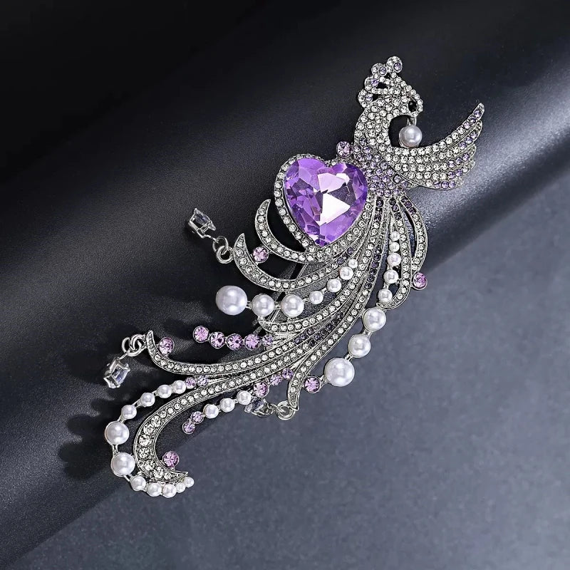 Wuli&baby Luxury Big Bird Brooches For Women Unisex Rhinestone Alloy Beautiful Animal Party Office Brooch Pins Gifts