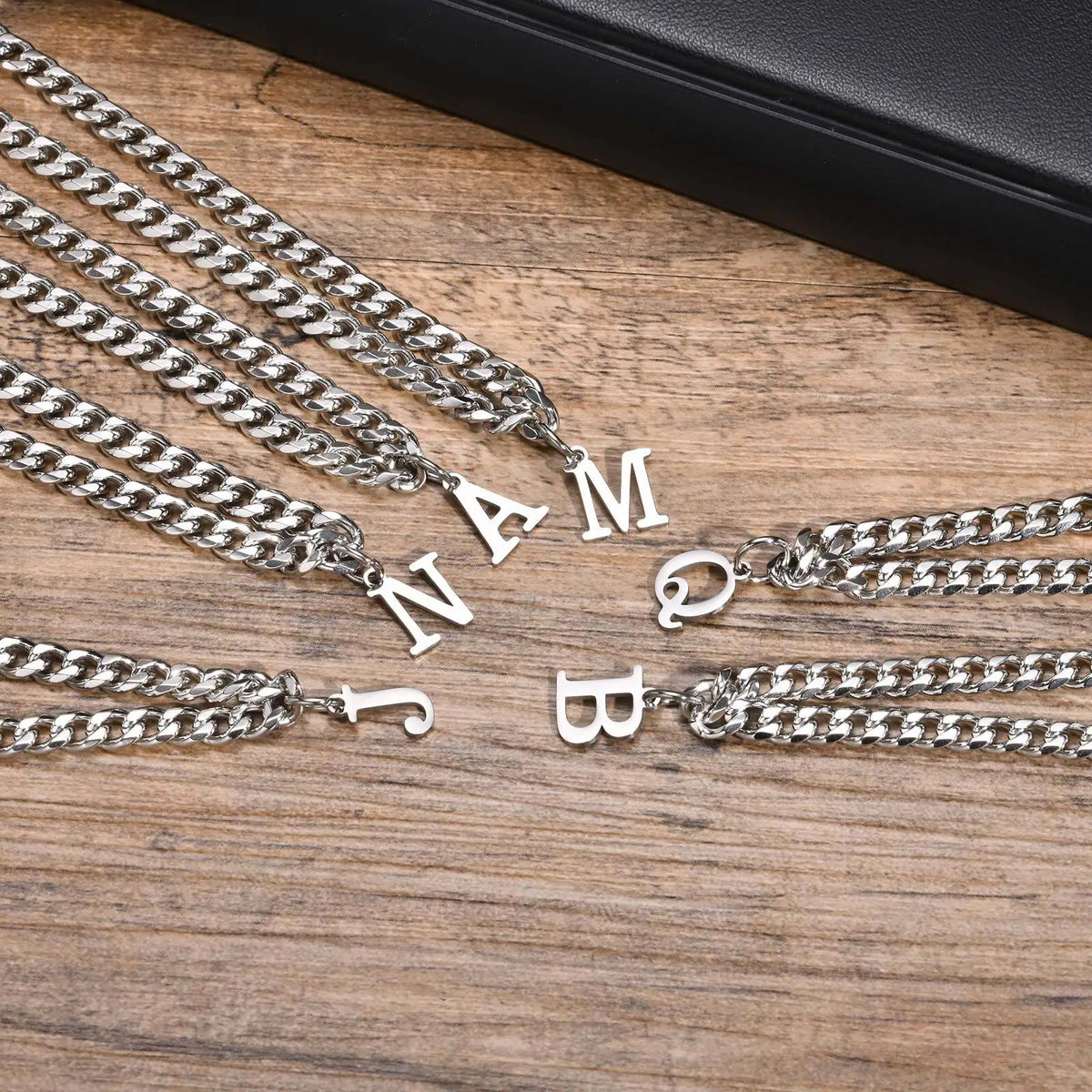 Initials Cuban Chain Necklaces for Men Boys,Waterproof A-Z 26 Alphabet Charm Pendant with 50cm/19.7" Stainless Steel Chain Gifts