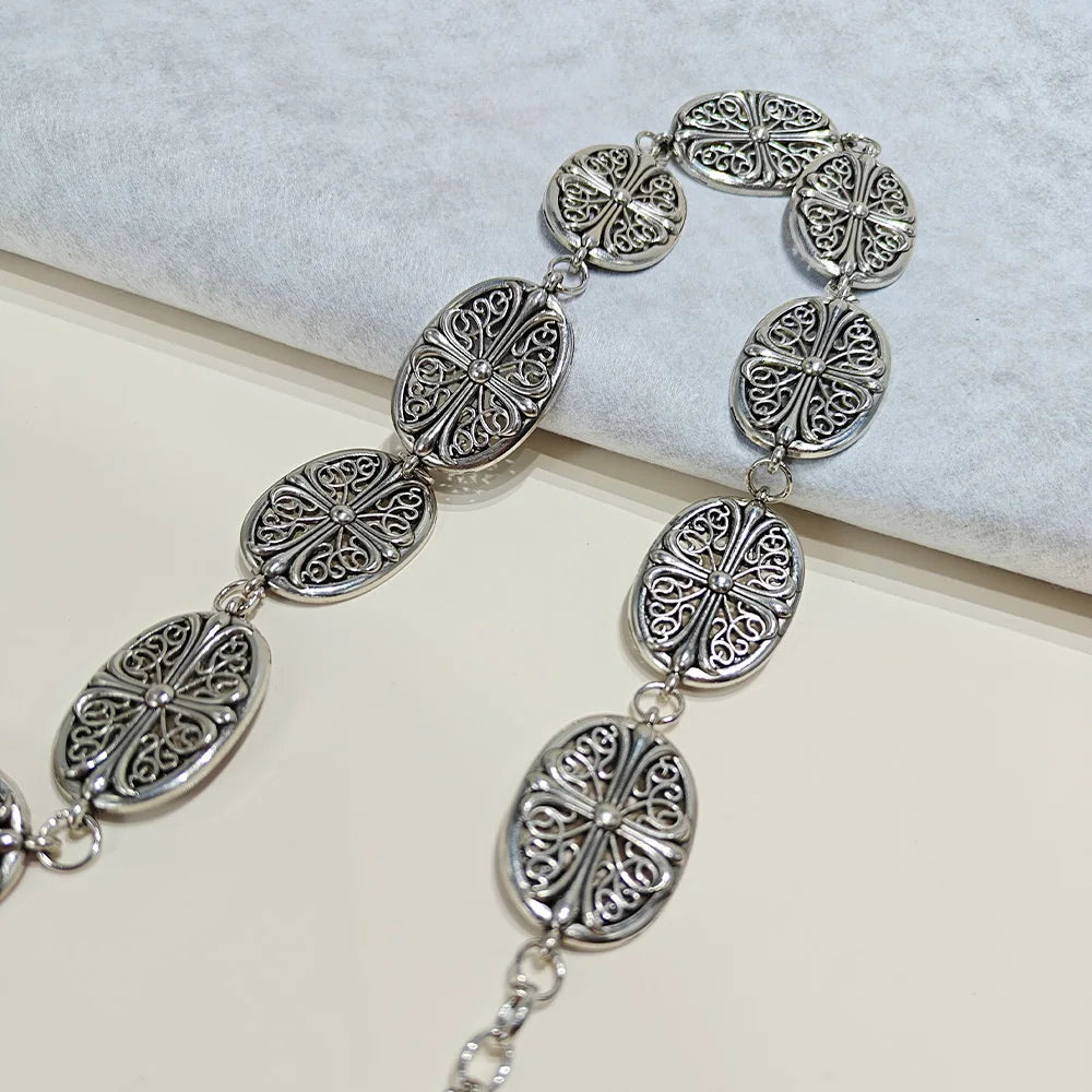 Punk Y2K Silver Jeans Chain Belt Female Tassel Dress Waistband Designer Belts for Women High Quality Luxury Pant Accessory
