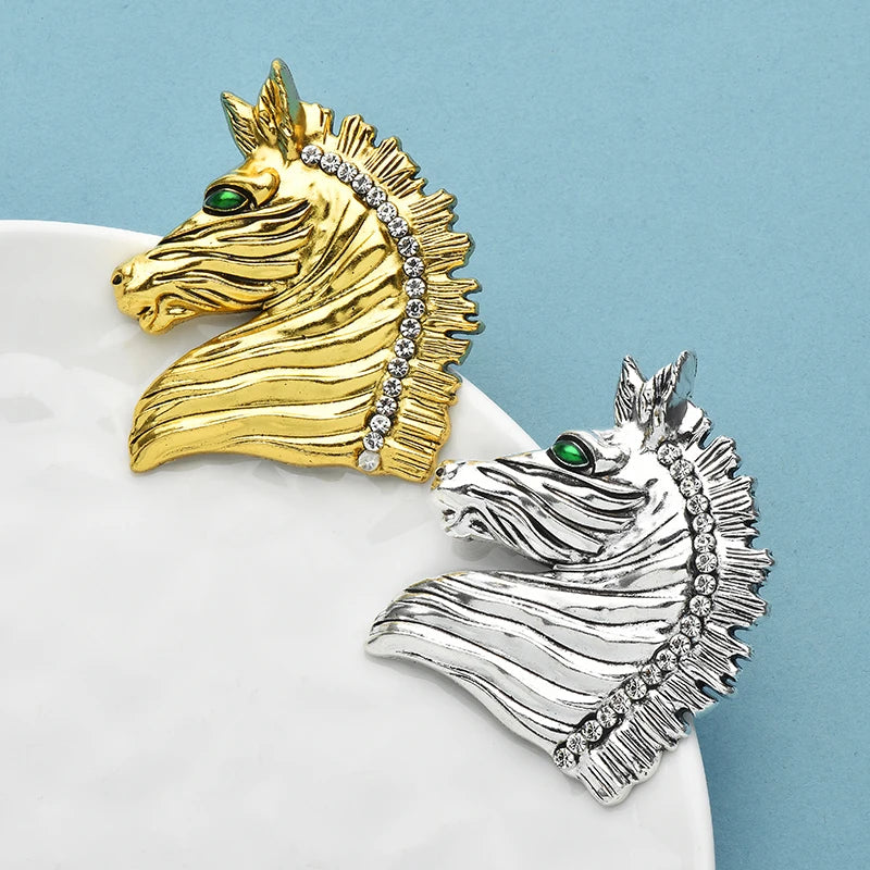 Wuli&baby Vintage Horse Brooches For Women Unisex 2-color Alloy Zebra Animal Party Casual Brooch Pins Gifts