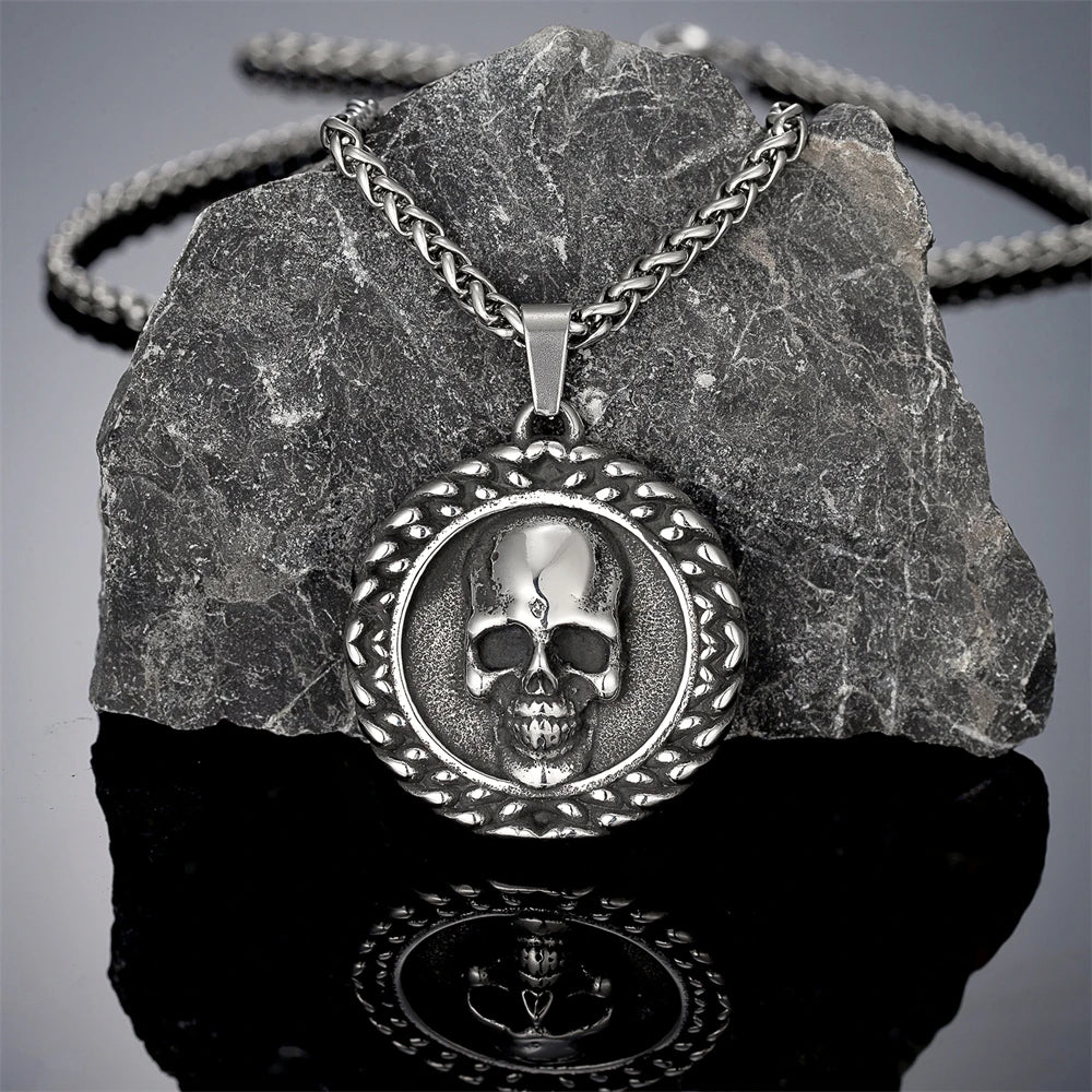 PENDRA Skull Vintage Steel Necklace