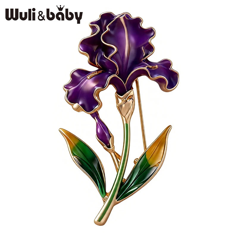PENDRA Iriselle November Birthday Enamel Iris Brooch