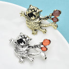 PENDRA Lovely Taking Balloon Flying Cat Brooch