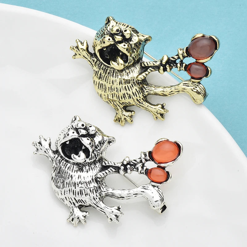 Wuli&baby Lovely Taking Balloon Flying Cat Brooches 2-color Metal Animal Pets Brooch For Women's Clothes Backpack Pins Gifts