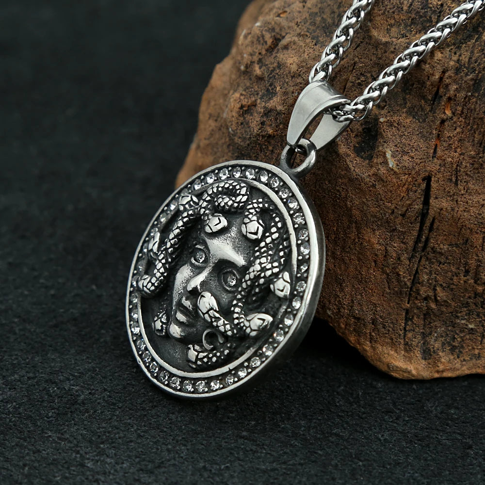 PENDRA Medusa Gothic Medusa Head Pendant Necklace