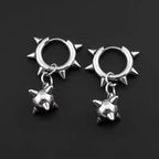Gothic Spiky Sphere Drop Earrings Stainless Steel Spike Ball Dangle Huggie Hoops Dark Street Emo Piercing Decor Jewelry Gift