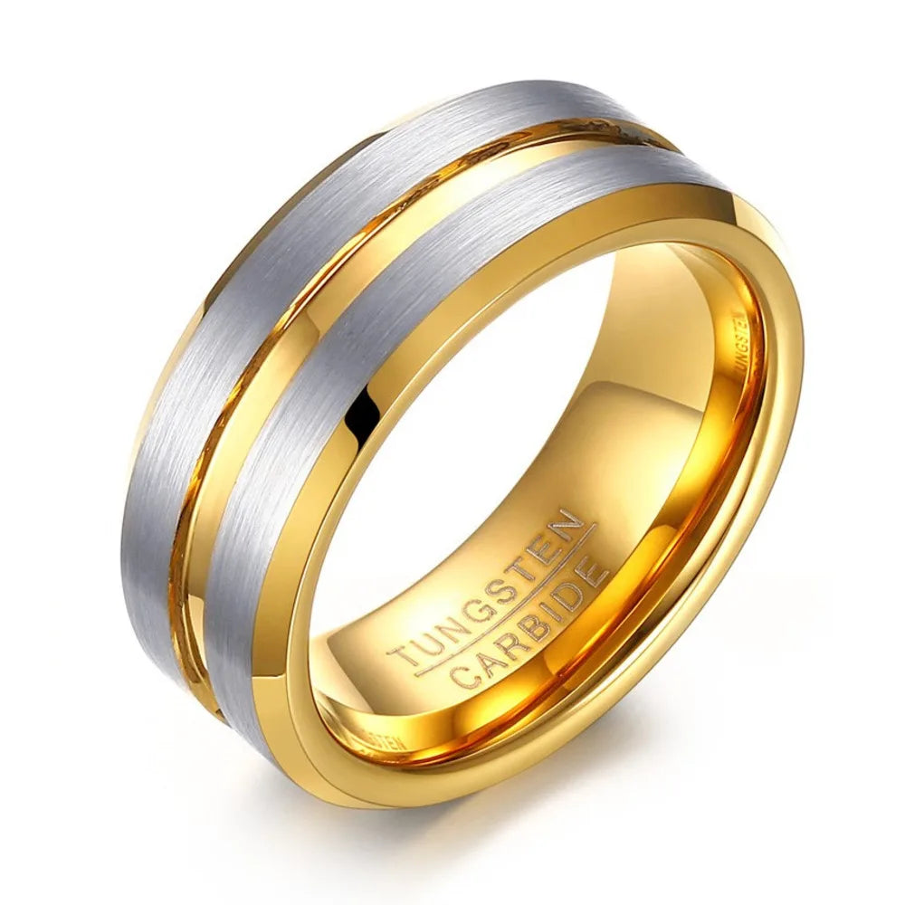 Trendy Brushed Tungsten Carbide Ring for Men Boys,8mm Grooved Durable Bend Ring,Father's Day Anniversary Gifts