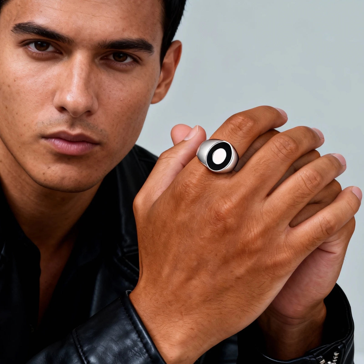 New Stainless Steel Ring for Men Boys,Waterproof Silver Color Stainless Steel Signet Ring,Statement Chunky Ring Thumb Ring