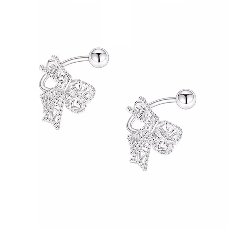 PENDRA Laceheart 925 Sterling Silver Bow Stud Earrings