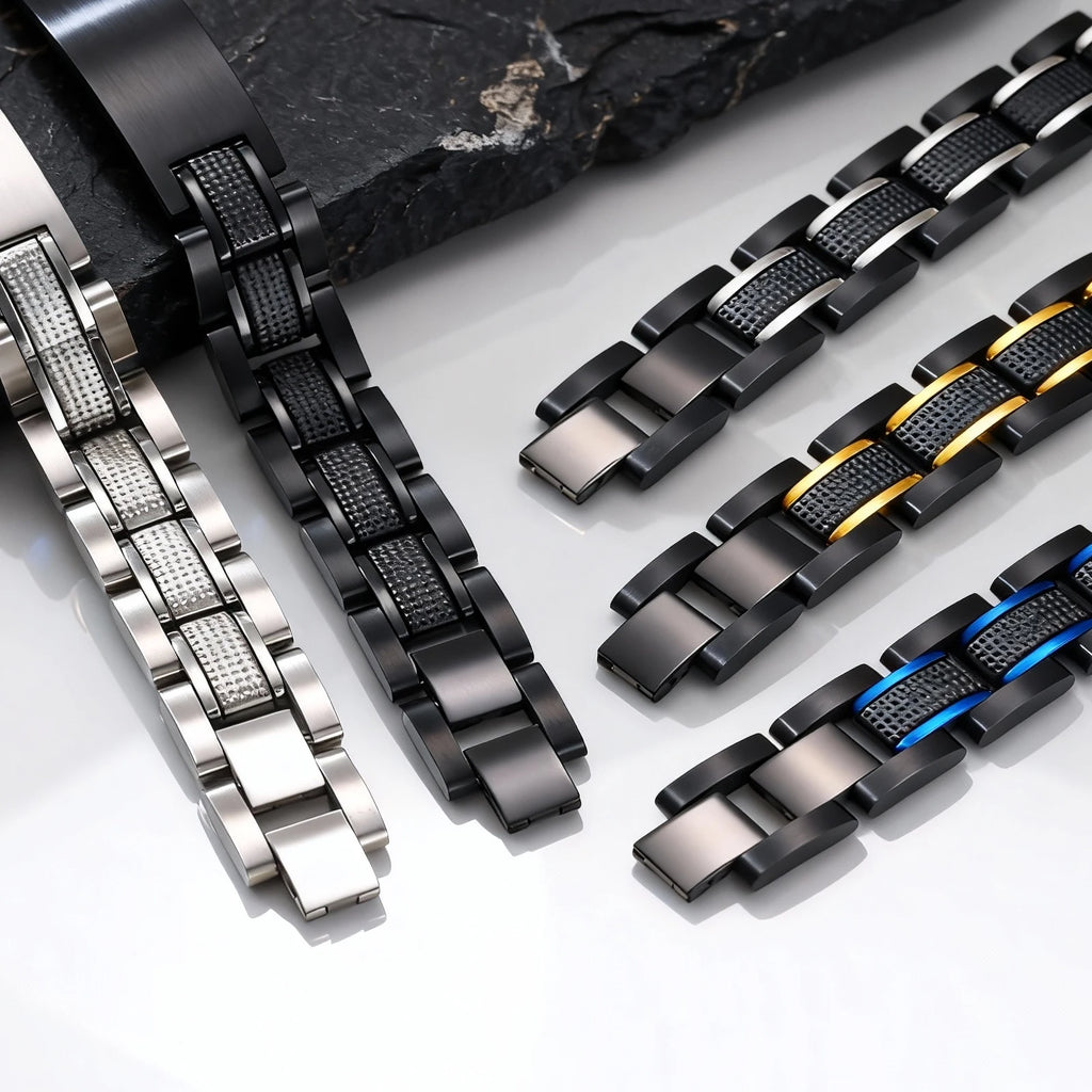 Customized Watch Band Bracelet for Men,Personalized Stainless Steel Chunky Bracelet,Luxury DAD Husband Boyfriend Gift