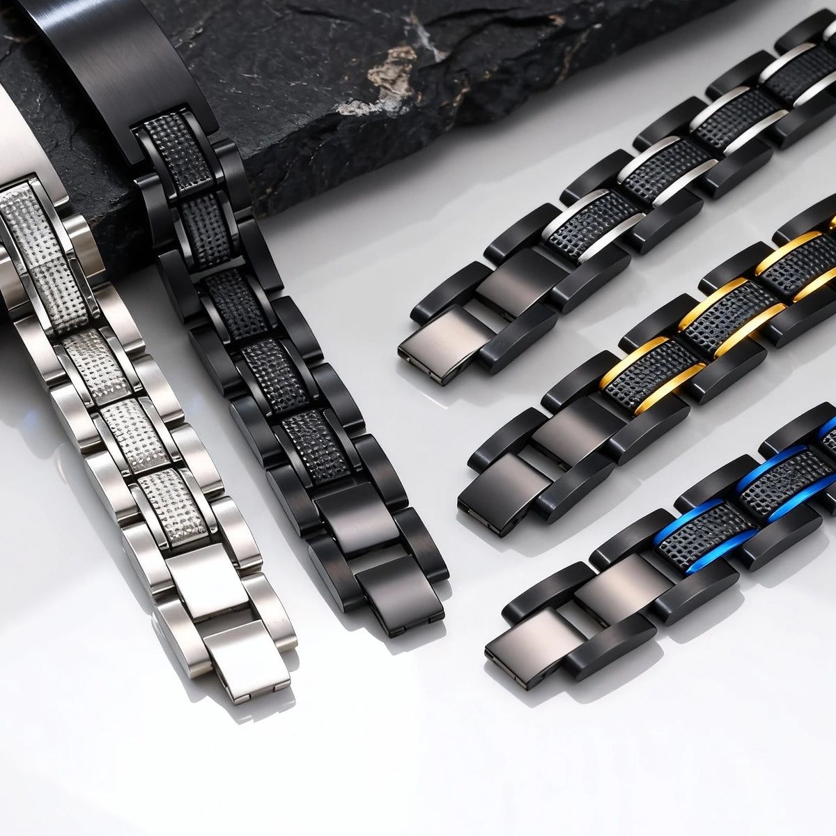 Customized Watch Band Bracelet for Men,Personalized Stainless Steel Chunky Bracelet,Luxury DAD Husband Boyfriend Gift