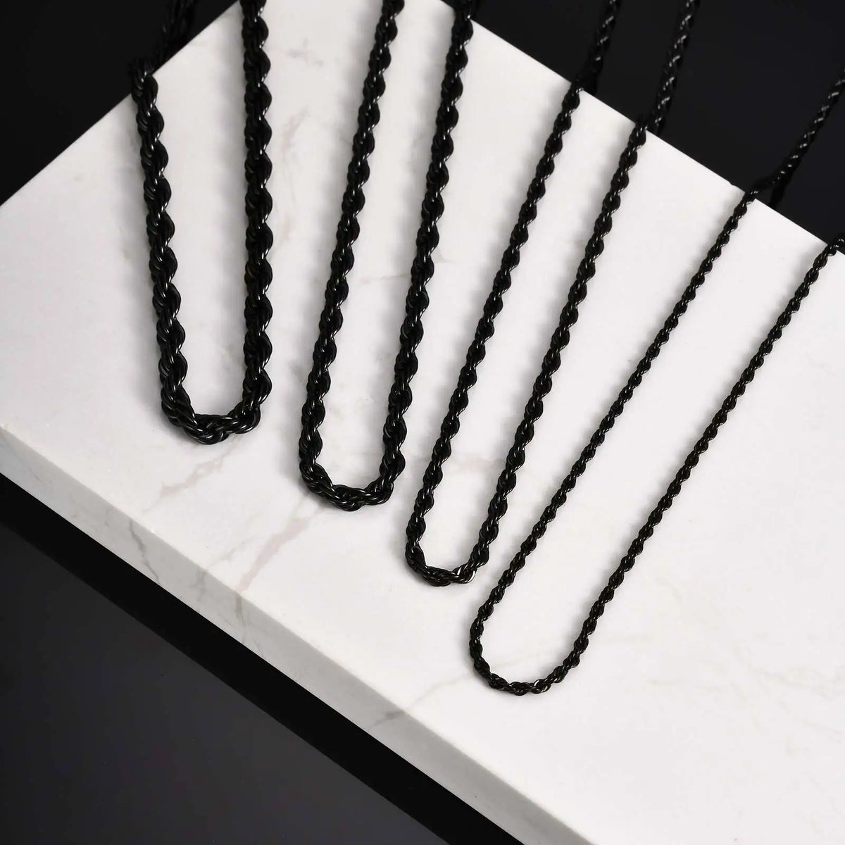 PENDRA Twisted Black Rope Chain Necklace