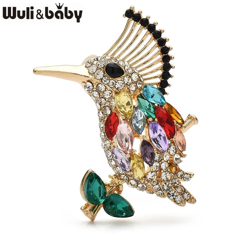 Wuli&baby Cute Bird Brooches For Women Men Multi-color Rhinestone Animal Party Casual Brooch Pins Badge Gifts