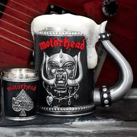 Gothic Rock Collectible Mug Hand-Polished 3D Embossed Skull, Stainless Steel Inner Unique Horn Handle Heavy Metal  Coffee Cup