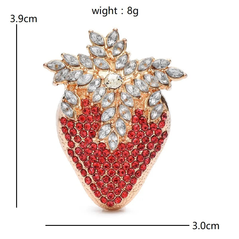 PENDRA Strawberrya Rhinestone Strawberry Brooch