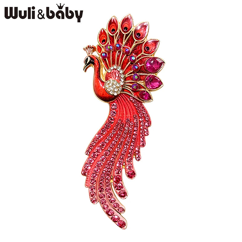 PENDRA Royale Rhinestone Peacock Brooch