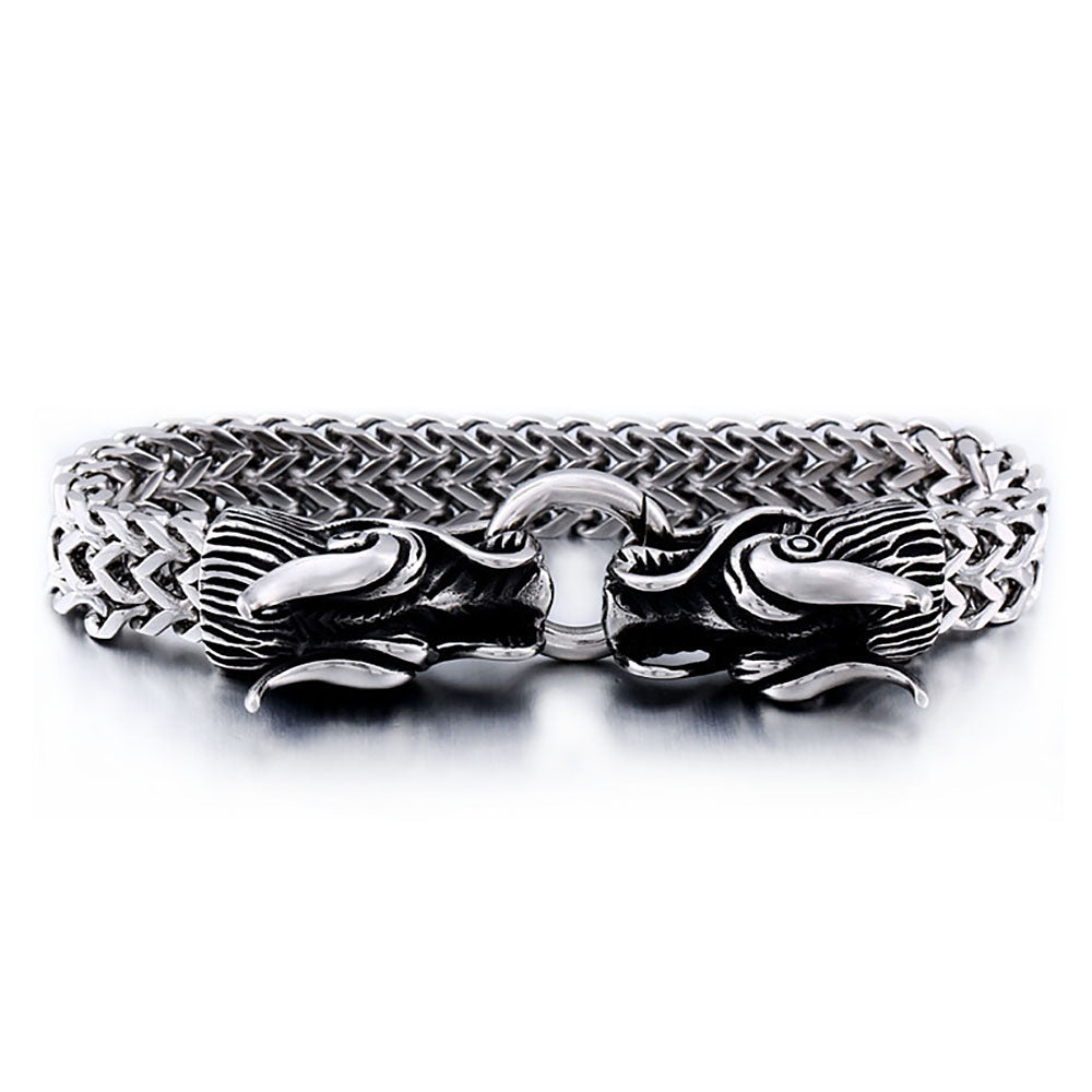 PENDRA Wolfcrest Stainless Steel Animal Cuff Bracelet