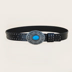 PENDRA Lunaine Leather Turquoise Buckle Western Gothic Belt