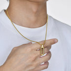 PENDRA Square Geometric Hollow Pendant Necklace