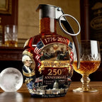 Unique Hand Grenade Whiskey Decanter 250th US Anniversary, We The People Patriotic Liquor Container, Novelty Bar Accessory