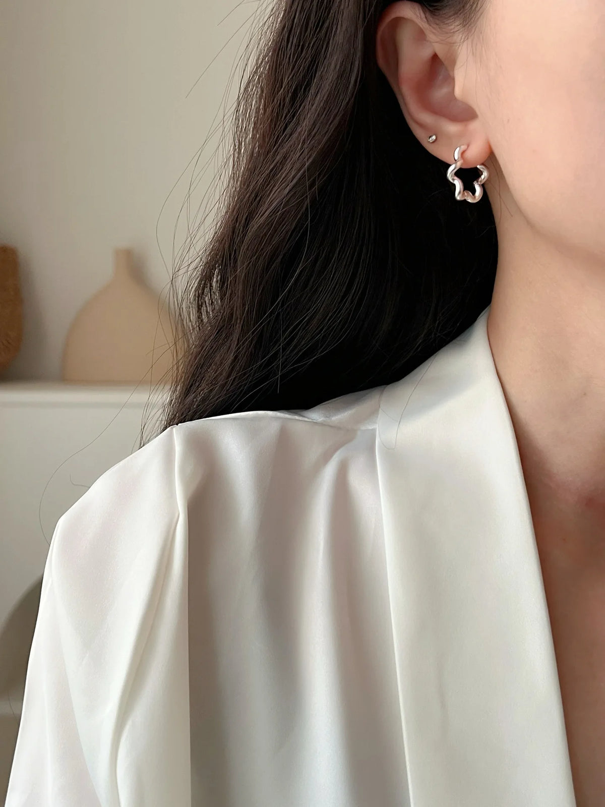 PENDRA Hollow Out Flower Hoop Earrings