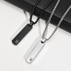 Initials Vertical Bar Necklace for Men,Stainless Steel  A-Z 26 Letters Charm Geometric Pendant Collars,Stylish Jewelry Gift