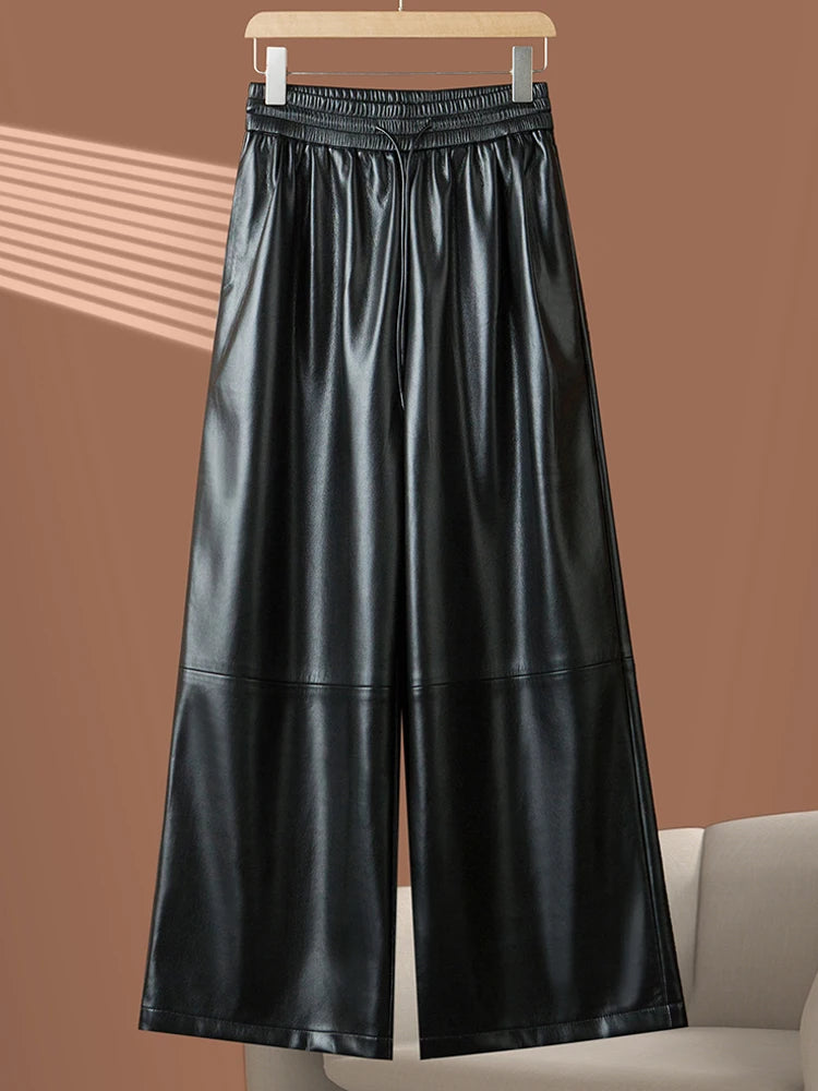 PENDRA Cropped Straight Leg PU Leather Pants