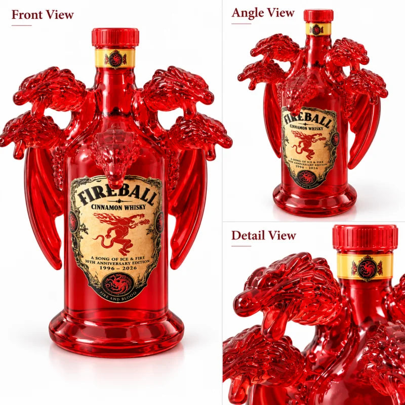 Fantasy Five Dragon Glass Liquor Decanter Red Spirits Bottle Decorative Whiskey Container for Home Bar Display