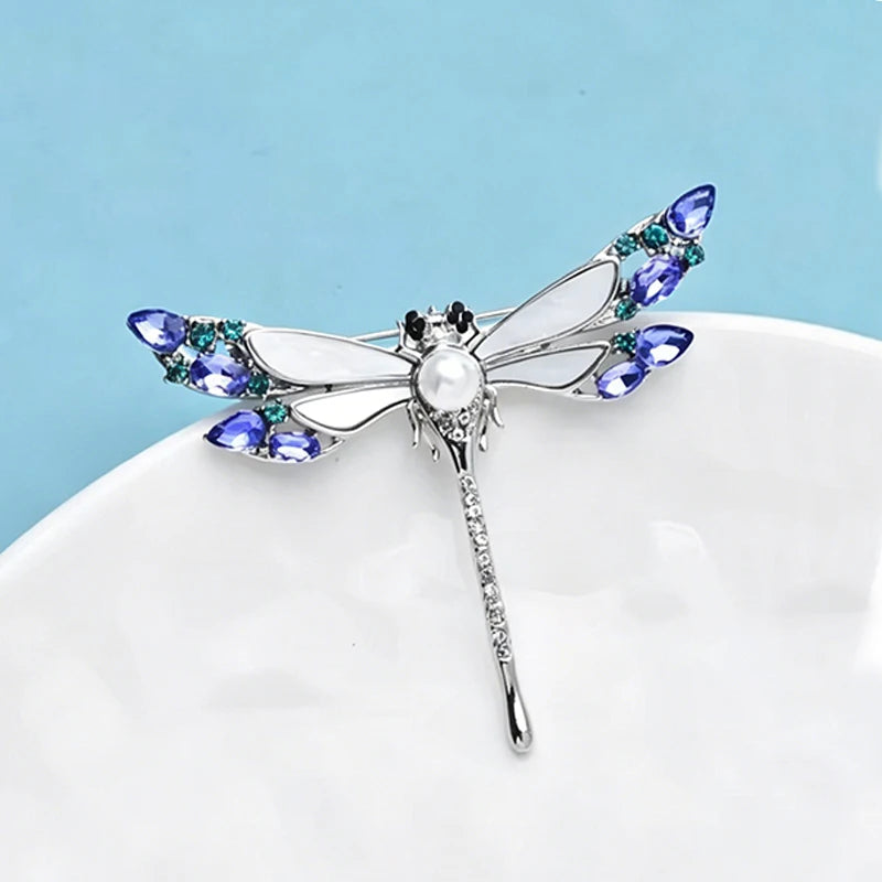 PENDRA Dragonfly Grace 2-Color Rhinestone Brooch