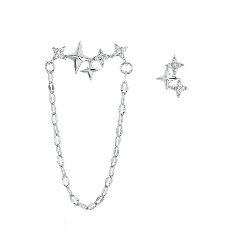 PENDRA Silver Stamp Asymmetrical Earrings