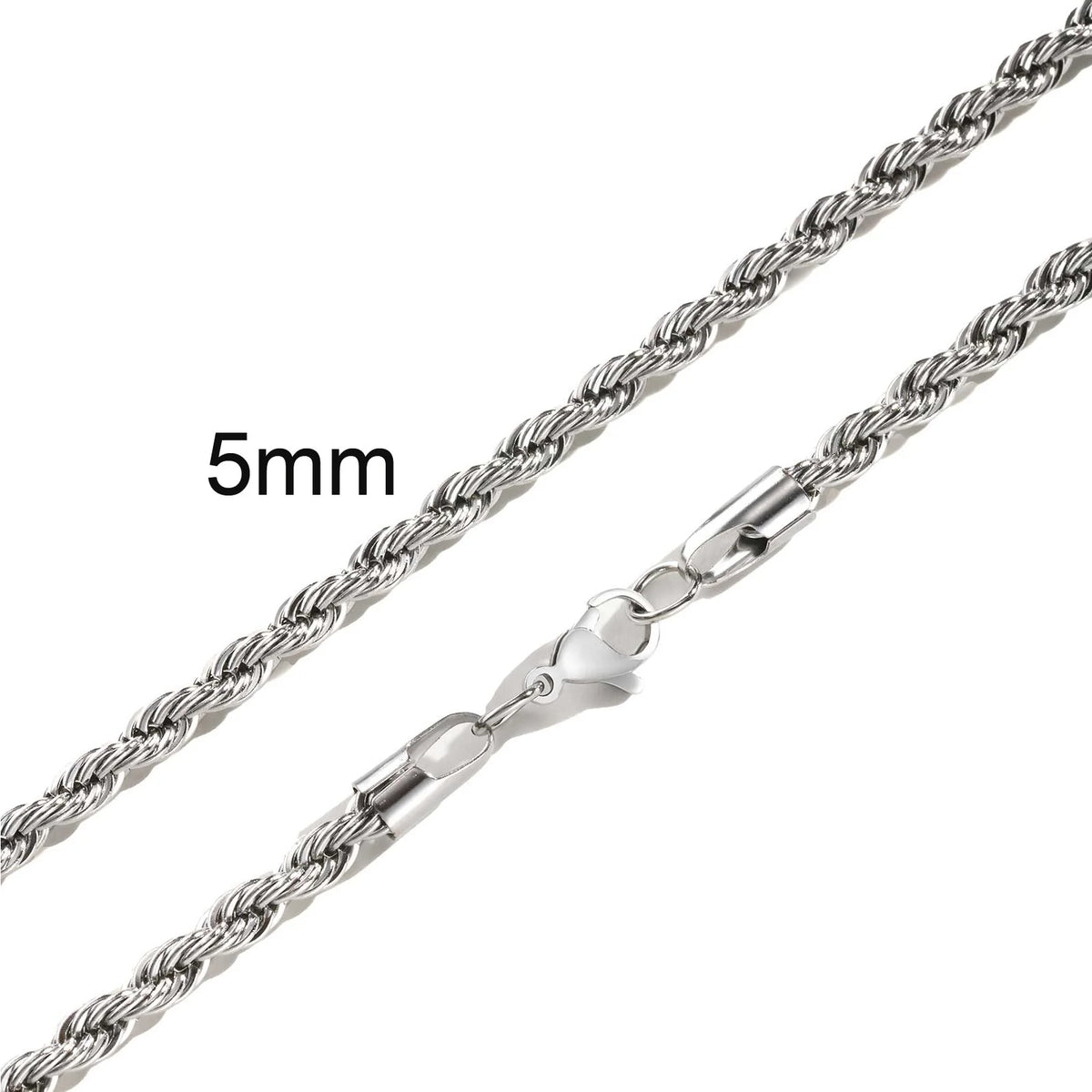 Punk Vintage Rope Chain Necklace for Men Women,Gold Color Stainless Steel Braided Twisted Chain,Hip Hop Casual Jewelry
