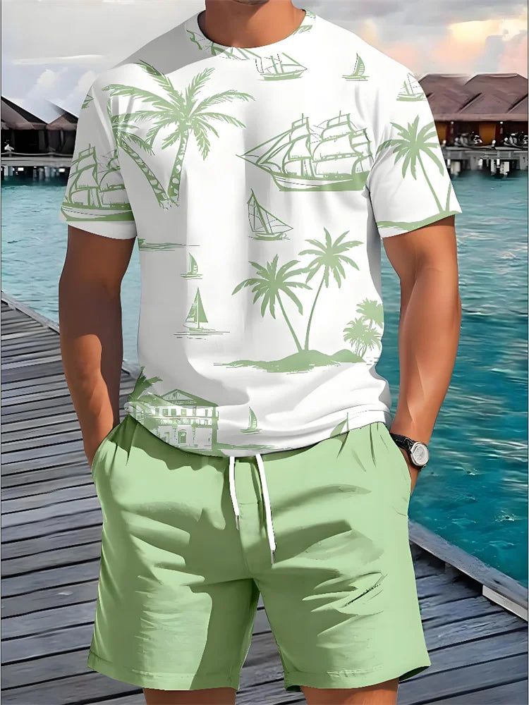 Summer Daily Casual Men's Short Sleeve Shorts Package Urban Street Men's Fashionable T-shirt Outdoor Sports Men's Shorts