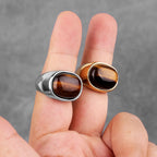 PENDRA Wood Grain Elegant Steel Ring