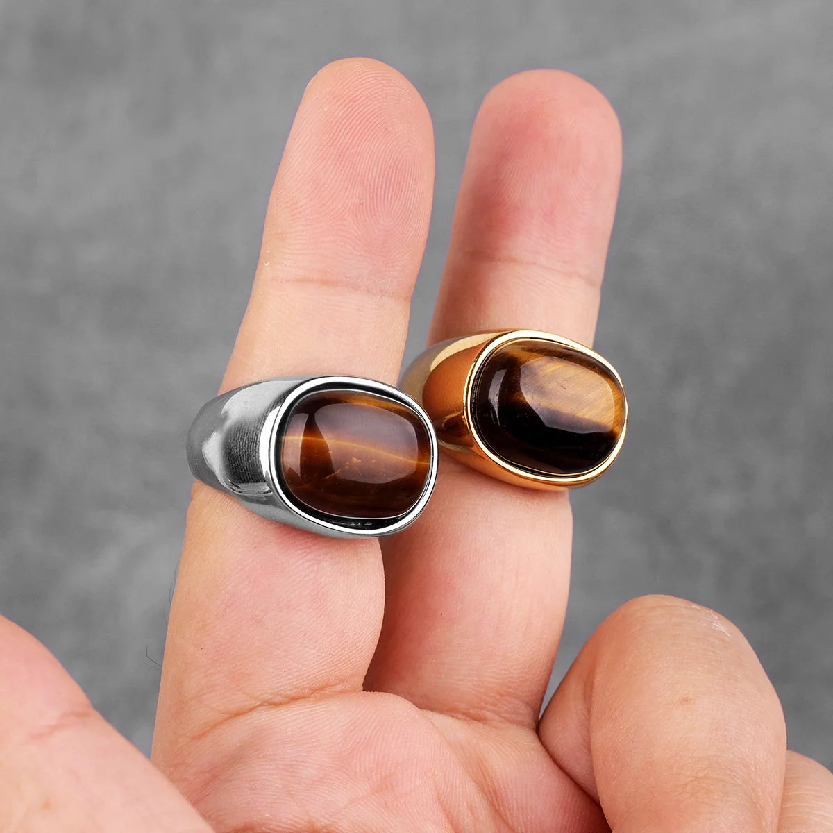 PENDRA Wood Grain Elegant Steel Ring