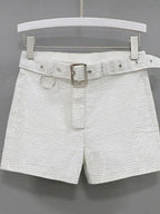 Rhinestone Shorts Women Wide Leg Shorts High Waist Sexy New Fashion Elastic Waist Diamond Casual Hot Pants Female belt